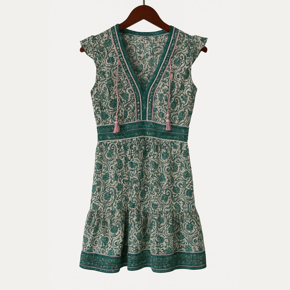 COPY - Bella Dahl Black and Blue Sundress with Flutter Sleeves